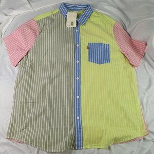 Levis Mens Shirt Size XL Colorful Striped Button Short Sleeve NWT